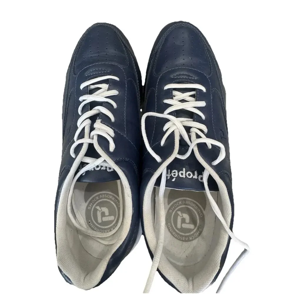 Propet FLAIR Navy blue comfort Leather Walking Shoes 9.5 EE Wide Healthcare
